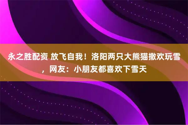 永之胜配资 放飞自我！洛阳两只大熊猫撒欢玩雪，网友：小朋友都喜欢下雪天